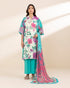 Unstitched Women's Green Lawn 3 Piece Suit